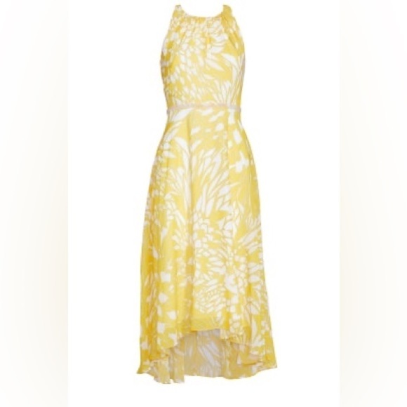 Badgley Mischka Yellow Paradiso Dress Size 4 Beaded Attatched Belt - Picture 3 of 16